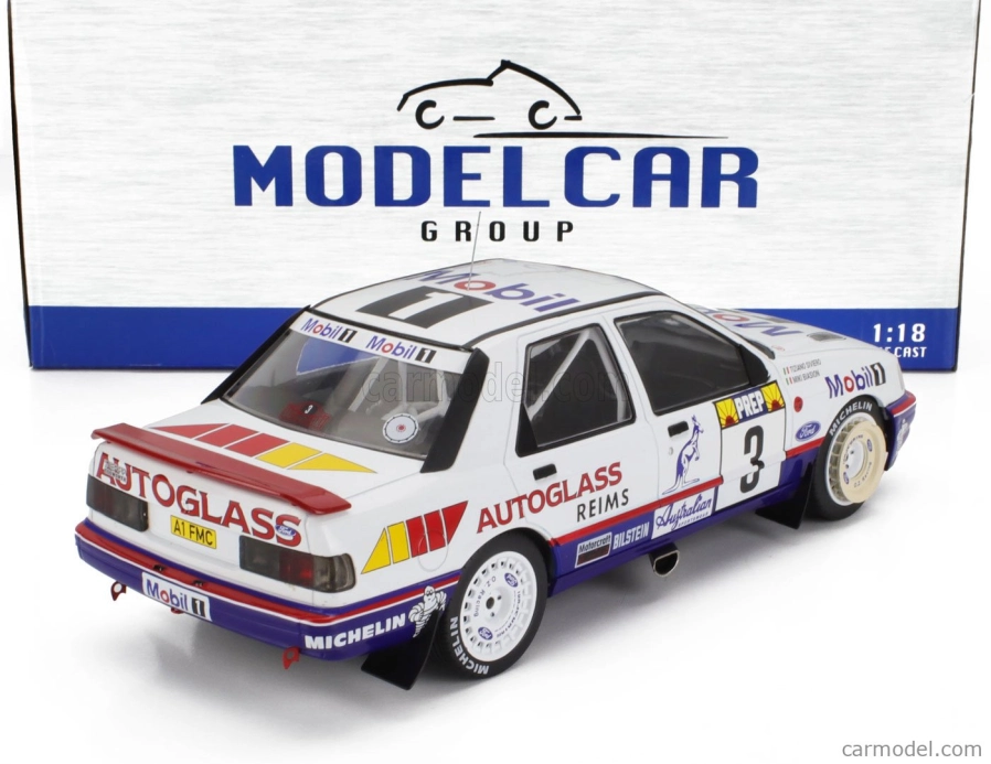 Mcg Ford england Sierra Cosworth Mobil1 N 3 8. Rally Montecarlo 1992 Miki Biason - Tiziano Siviero 1:18 Biela Modrá