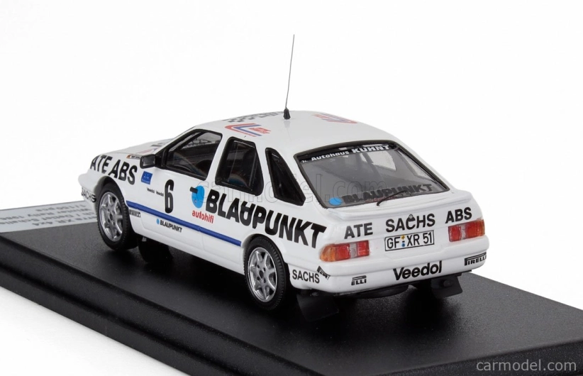 Trofeu Ford england Sierra Xr 4x4 N 6 Winner Rally Invernale Sachs 1986 Gustel Brusch - Detlef Schaller 1:43 Bílá