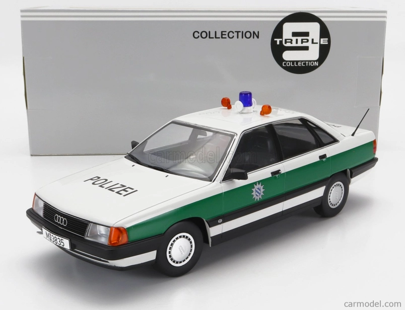 Triple9 Audi 100 (c3) Polizei 1989 1:18 Bielozelená