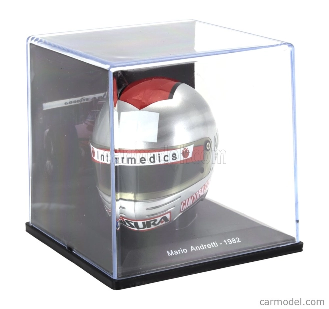 Edicola Helma F1 Casco Helma Mario Andretti 126 C2 Team Ferrari Sezóna 1982 1:5 Strieborná červená