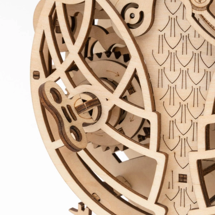 RoboTime 3D dřevěné mechanické puzzle Soví hodiny