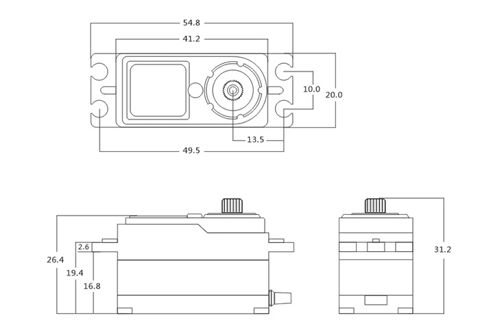 CH6012 Hi Volt Coreless servo - LOW PROFILE