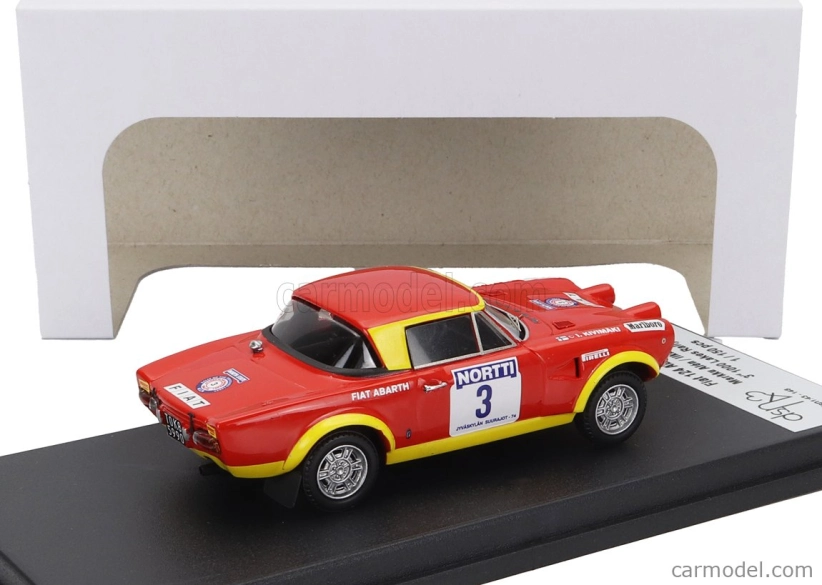 Trofeu Fiat 124 Abarth (night Version) N 3 3rd Rally 1000 Lakes 1974 Markku Alen - Ilkka Kivimaki 1:43 Červená Žlutá