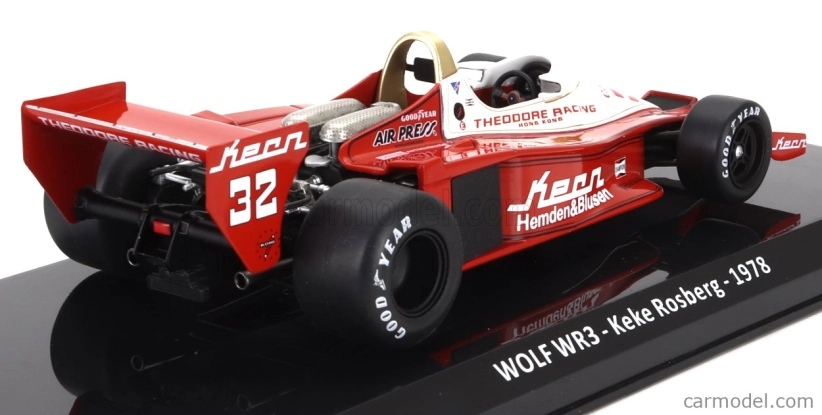 Edicola Williams F1 Wolf Wr3 N 32 Sezóna 1978 Keke Rosberg - Con Vetrina - S vitrínou 1:24 červená biela