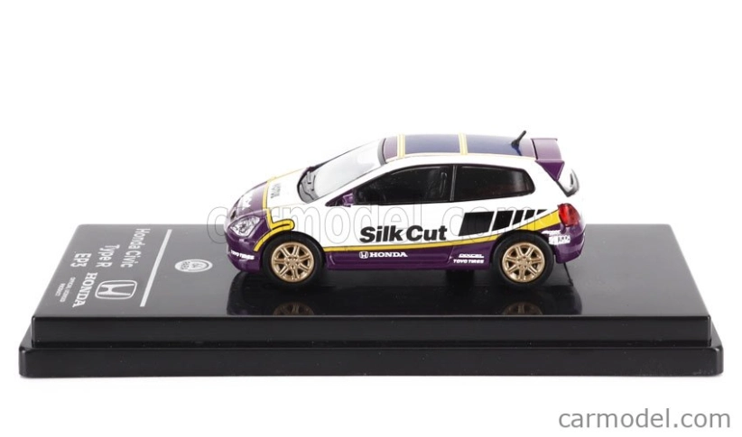 Paragon-models Honda Civic Type R Ep3 Silk Cut Racing 2001 1:64 Bílá Fialová
