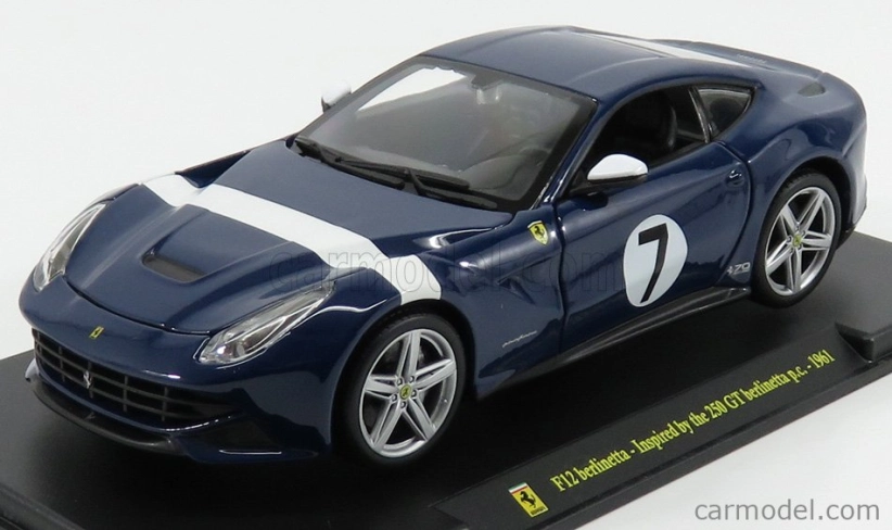 Edicola Ferrari F12 Berlinetta N 7 2012 - Inspired By The 250 Gt Berlinetta - Con Vetrina - With Showcase 1:24 Modrá Bílá