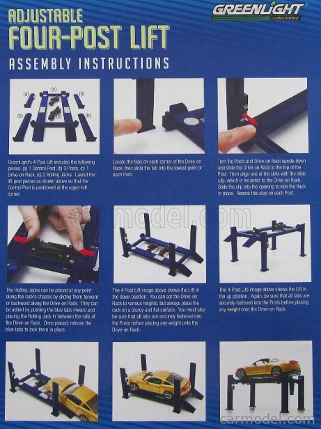 Greenlight Accessories Set Officina - Ponte Sollevatore Auto - Four Post Lift 1:18 Blue