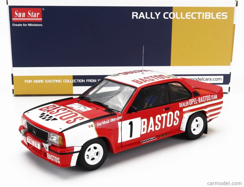 Sun-star Opel Ascona 400 Rally Bastos N 1 2nd Rally Circuit Des Ardennes 1983 Guy Colsoul - Alain Lopes 1:18 Červená Bílá
