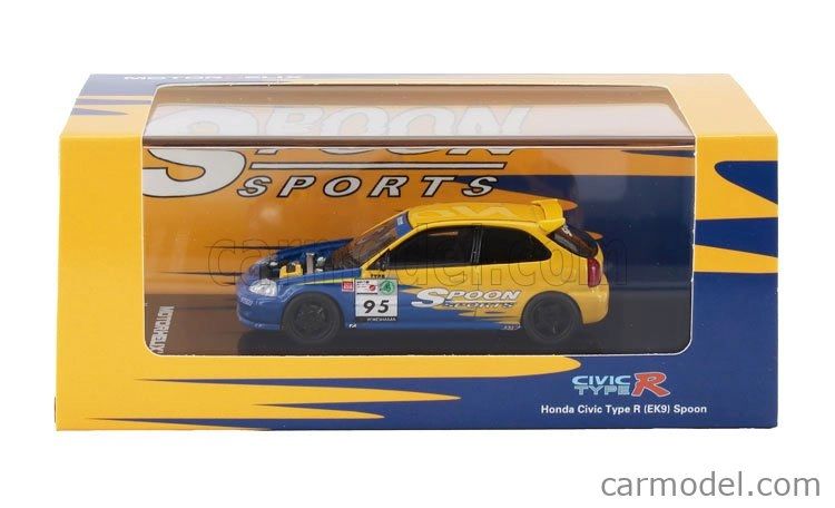 Motorhelix Honda Civic Ek9 Type R Spoon N 95 Racing 1999 1:64 Modrá Žlutá