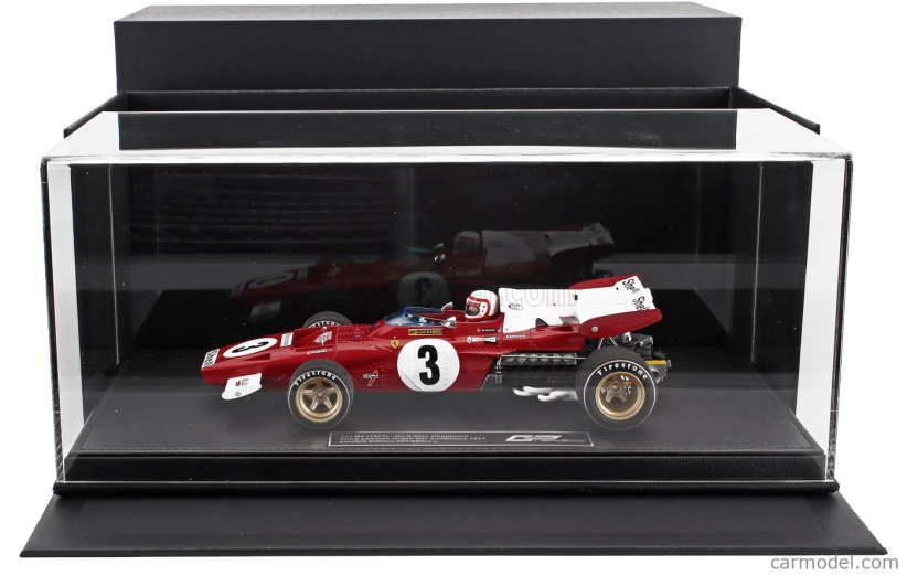Repliky Ferrari F1 312b2 N 3 3. holandský Zandvoort Gp (s figúrkou pilota) 1971 Clay Regazzoni - Con Vetrina - s vitrínou 1:18 červená biela