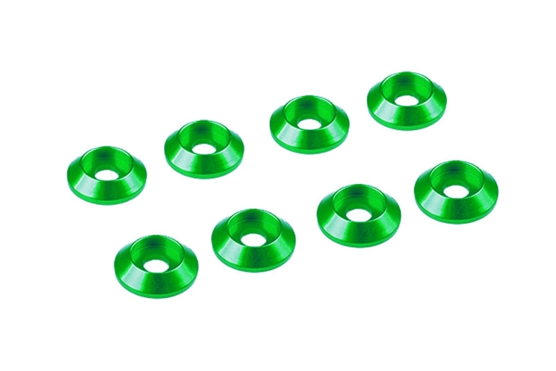 3 mm hliníkové kužeľové podložky zelené, 8 ks