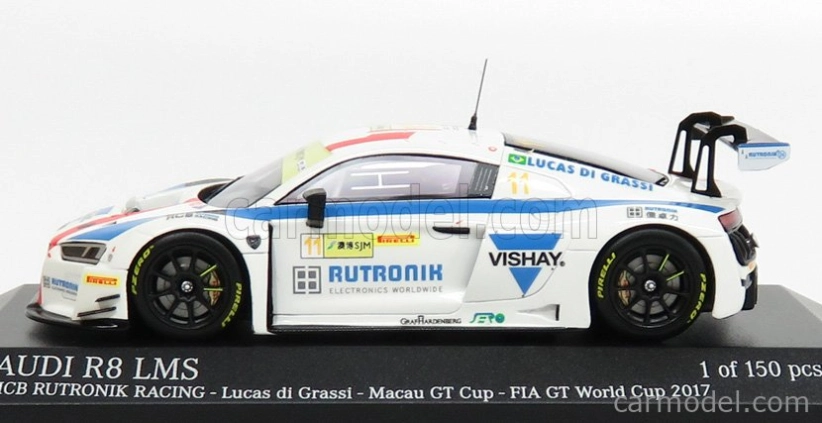 Minichamps Audi R8 Lms Team Hcb Rutroni Racing N 11 Fia World Gt Cup Macau 2017 L.di Grassi 1:43 Biela