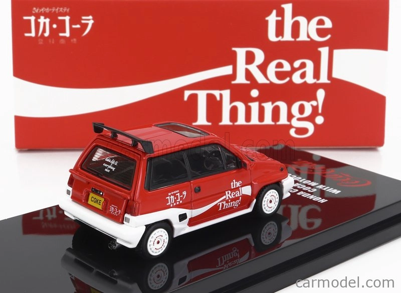 Tiny toys Honda City Turbo Ii Coca-cola The Real Thing 1981 With Motocompo - Motorcycle 1:64 Červená Bílá