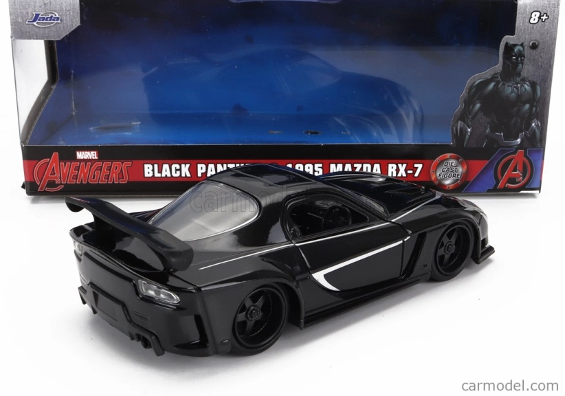 Jada Mazda Rx-7 s figúrkou Black Panther 1995 1:32 čierna
