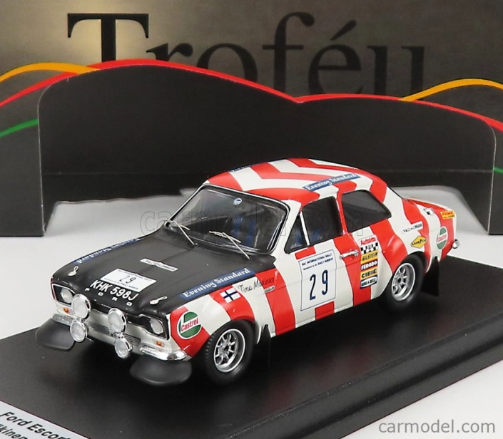Trofeu Ford england Escort Mki N 29 Rally Rac Lombard (nočná verzia) 1970 T.makinen 1:43 Biela červená čierna