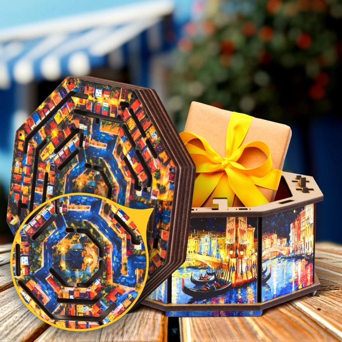 EscapeWelt Dřevěný hlavolam Art Secret Maze Box