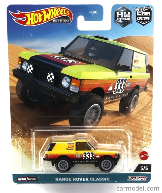 Mattel hot wheels Land rover Range Rover Classic N 333 Racing 1980 1:64 žltá čierna