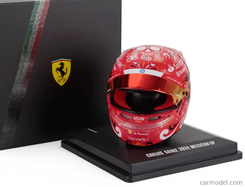 Looksmart Bell helma Casco Helma F1 Carlos Sainz Team Ferrari Hp N 55 Winner Mexico Gp 2024 1:5 Red