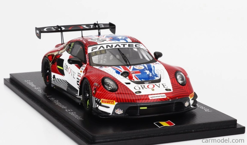 Spark-model Porsche 911 992 Gt3 R Team Grove Racing N 23 24h Spa 2023 S.grove - B.grove - A.de Pasquale - E.bamber 1:43 Červená Biela