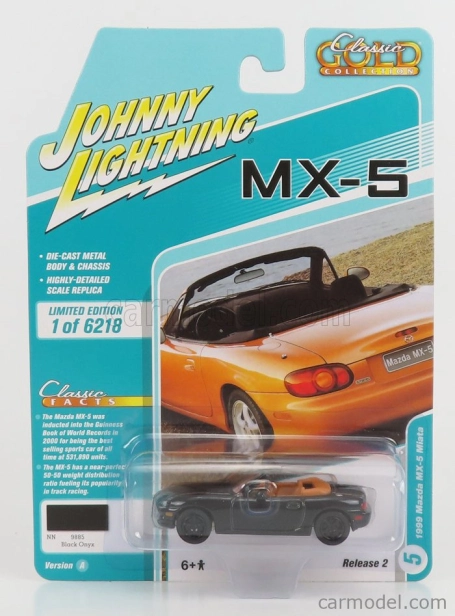 Johnny lightning Mazda Mx-5 Cabriolet otvorený 1999 1:64 čierna