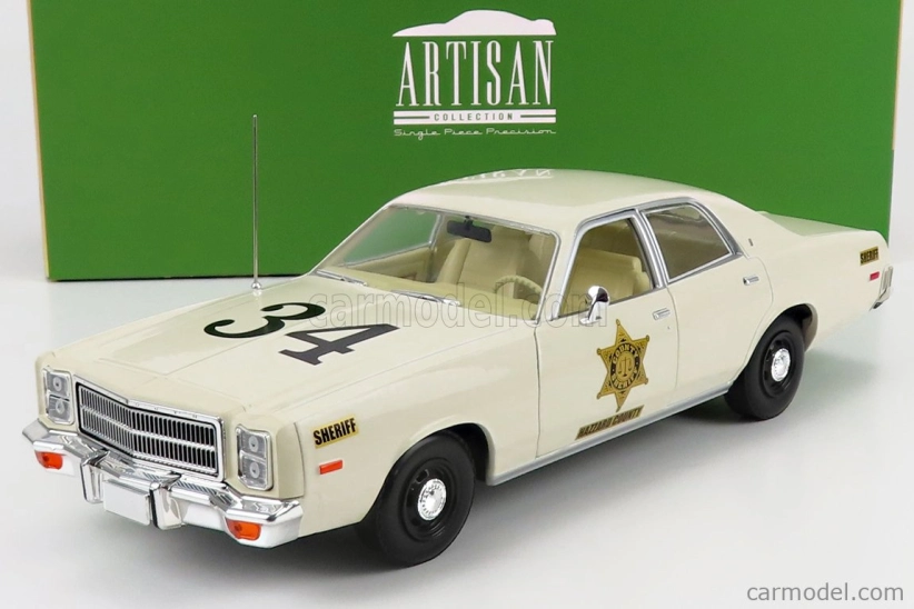 Greenlight Plymouth Fury Hazzard Police Hazzard County 1977 1:18 Bílá