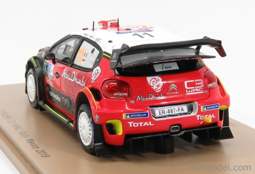 Spark-model Citroen C3 Wrc Team Citroen Total Abu Dhabi Wrt N 11 Rally Mexico 2018 S.loeb - D.elena 1:43 Červená čierna biela