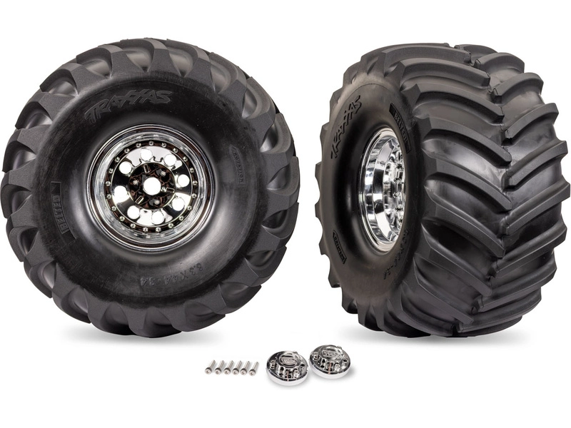 Traxxas kolo, disk chromovaný, pneu Terra Groove (pár)