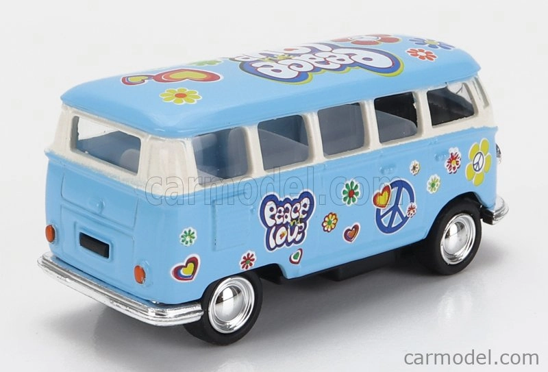 Kinsmart Volkswagen T1 Samba Minibus Flower 1962 - bez krabice 1:64 Svetlomodrá
