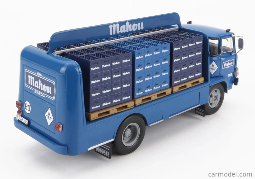 Edicola Ebro E-95 Truck Portabottiglie Mahou 2-assi 1976 1:43 Modrá