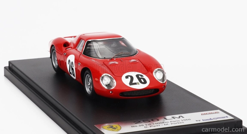 Looksmart Ferrari 250lm Coupe N 26 1000km Paris 1966 David Piper - Mike Parkes 1:43 Red