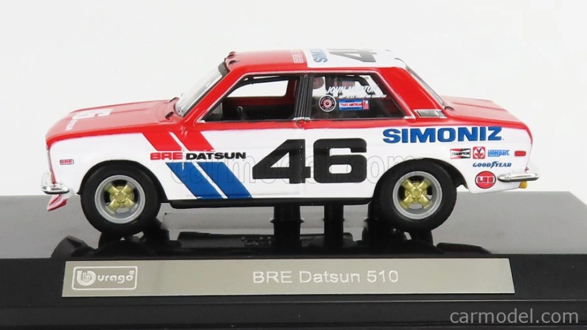 Bburago Datsun 510 Bre N 46 Racing 1972 1:43 Bílá Modrá Červená