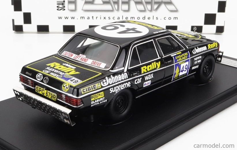 Modely v mierke Matrix Mercedes benz E-class 280e N 49 2nd Rally London - Sidney Marathon 1977 T.fowkes - P.o'gorman 1:43 Black