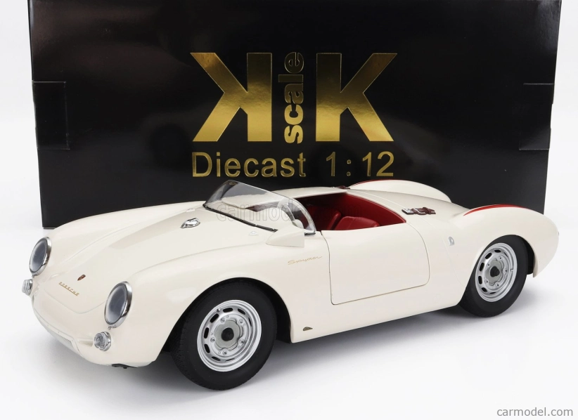 Porsche 550a Spider 1953 v mierke 1:12 bielo-červená