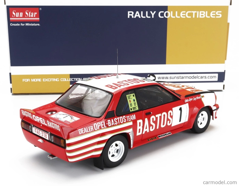 Sun-star Opel Ascona 400 Rally Bastos N 1 2nd Rally Circuit Des Ardennes 1983 Guy Colsoul - Alain Lopes 1:18 Červená Bílá
