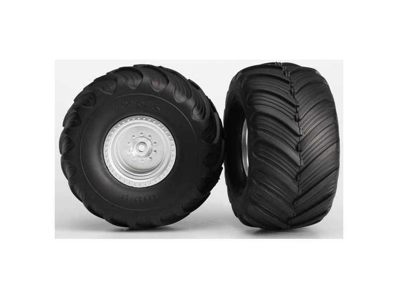 Traxxas kolo 2.0/3.0", disk saténový chrom, pneu Terra Groove (pár)