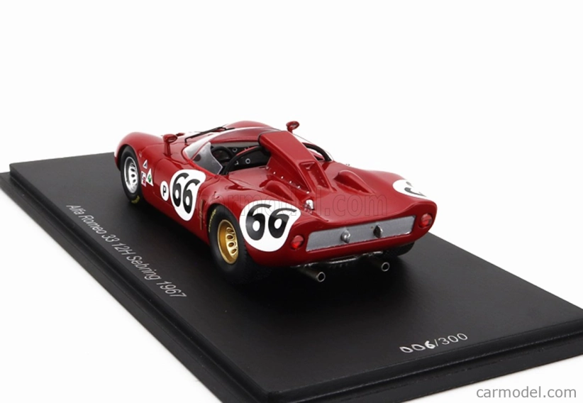 Spark-model Alfa romeo 33 Spider Team Autodelta N 66 12h Sebring 1967 R.bussinello - N.galli 1:43 Red