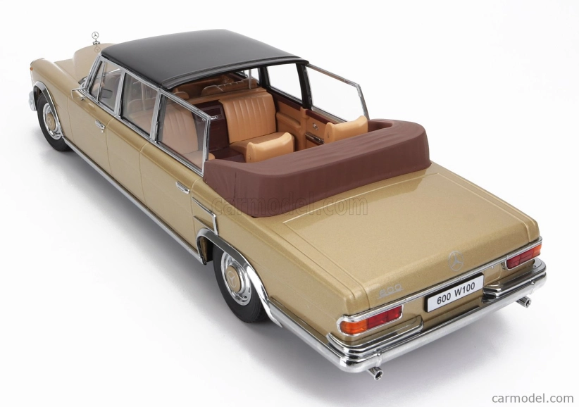 Kk-scale Mercedes benz S-class 600 Pullman (w100) Landaulet Semiconvertible 1964 1:18 Gold Met Black