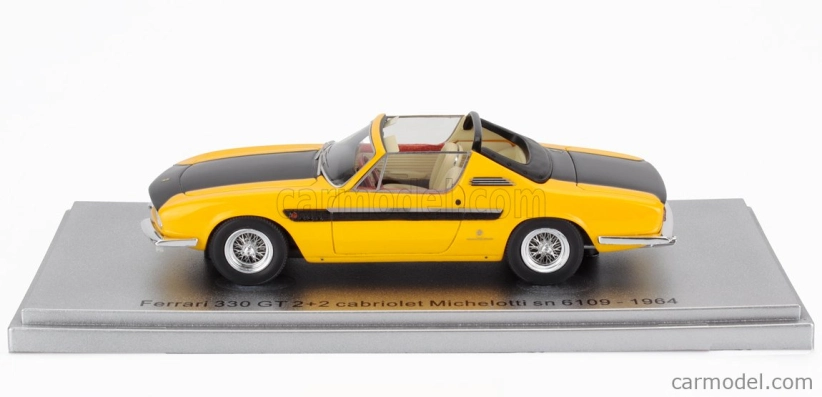 Kess-model Ferrari 330 Gt 2+2 Sn.6109 Michelotti Cabriolet otvorený 1964 1:43 žltá čierna