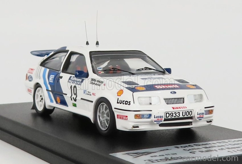 Trofeu Ford england Sierra Rs Cosworth N 19 Rally Nový Zéland 1989 C.mcrae - D.ringer 1:43 Biela Modrá