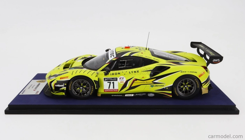 Looksmart Ferrari 488 Gt3 Evo 3.9l Turbo V8 Team Iron Lynx N 71 3rd 24h Spa 2022 Antonio Fuoco - Davide Rigon - Daniel Serra - Con Vetrina - With Showcase 1:18 Žlutá Černá