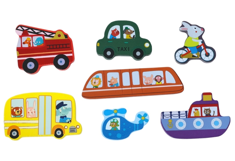 2Kids Toys Dřevěné puzzle Dopravní prostředky propojitelné
