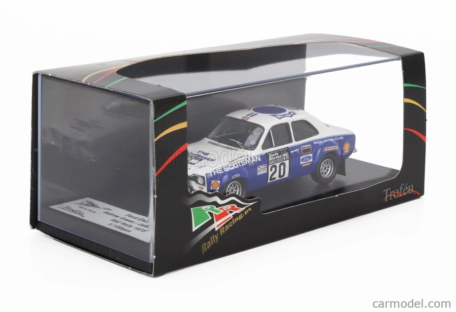 Trofeu Ford england Escort Mki Rs 1600 (night Version) N 20 Rac Rally 1973 Andrew Cowan - Johnstone Syer 1:43 Bílá Modrá