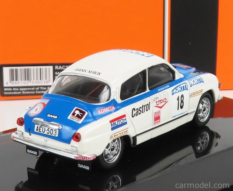 Ixo-models Saab 96 V4 N 18 Rally 1000 Lakes 1976 J.vilkas - J.soini 1:43 Bílá Modrá