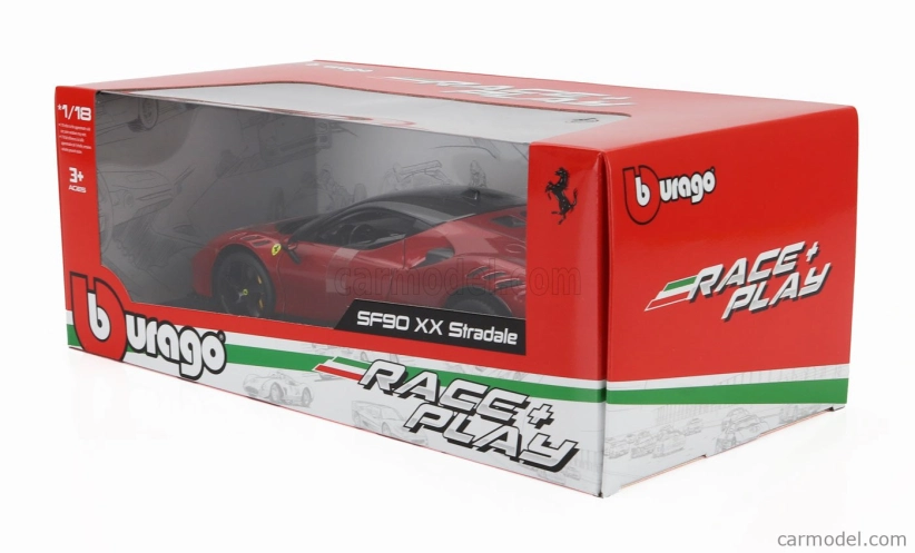 Bburago Ferrari Sf90xx Stradale 2024 1:18 Rosso Magma - Červená S Černou