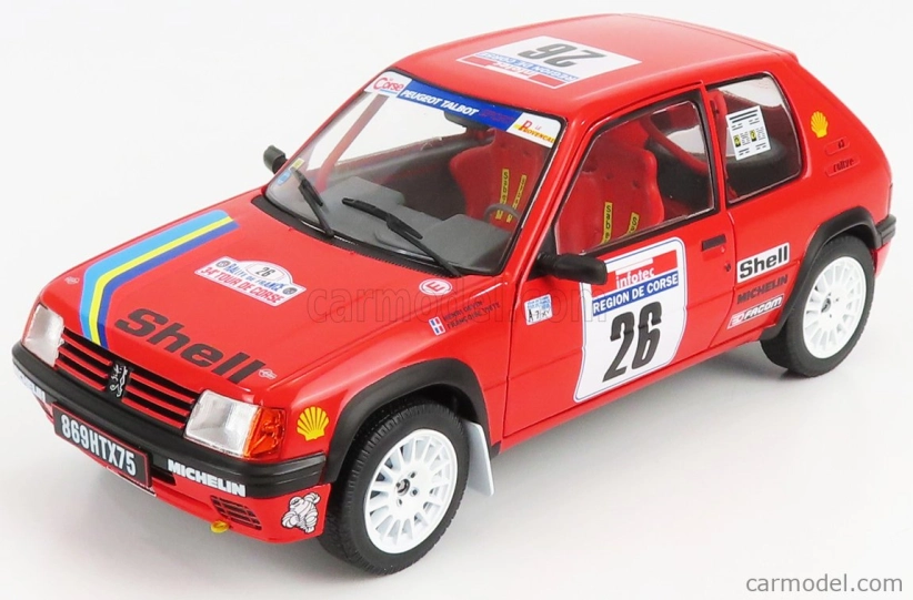 Solido Peugeot 205 Rallye N 26 Rally Tour De Corse 1990 H.devin - F.viste 1:18 Červená čierna
