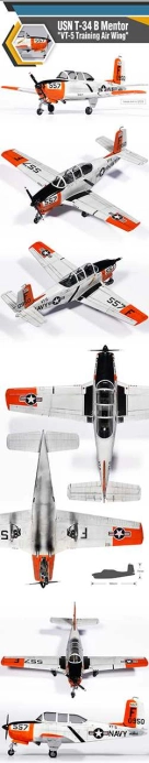Model Kit lietadlo 12361 - USN T-34B Mentor "VT-5 Training Air Wing" (1:48)