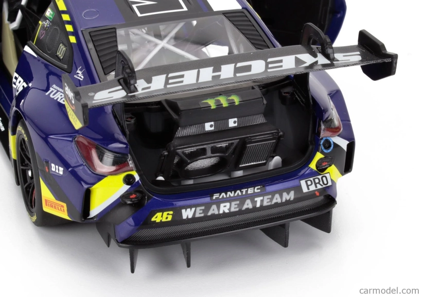 Minichamps BMW radu 4 M4 Gt3 Team Wrt N 46 4h Le Castellet 2024 Valentino Rossi - Maxime Martin - Raffaele Marciello 1:18 Modrá Žltá Čierna