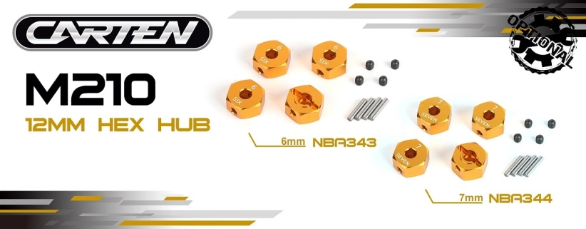 CARTEN 12 mm hliníkové objímky kolies 7 mm, 4 ks.
