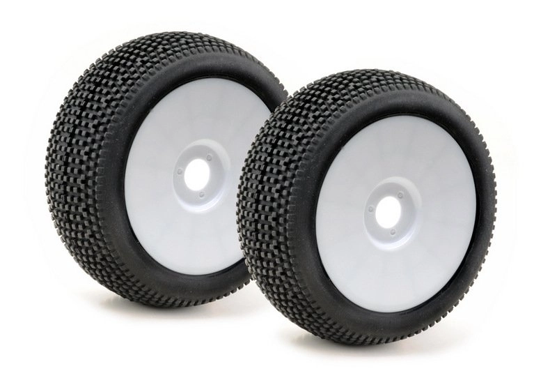 Pneu Absima 1:8 buggy, nalepené, včetně disku, bílé, balení 2ks