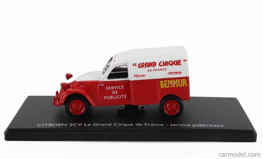 Eligor Citroen 2cv Van Benhur - Le Grande Cirque De France - Service Publicitaire 1:43 Červená Bílá